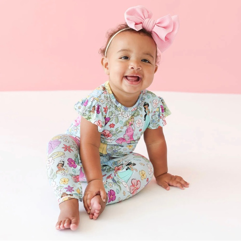 Posh Peanut Disney Princess Ruffled Cap Sleeve Romper